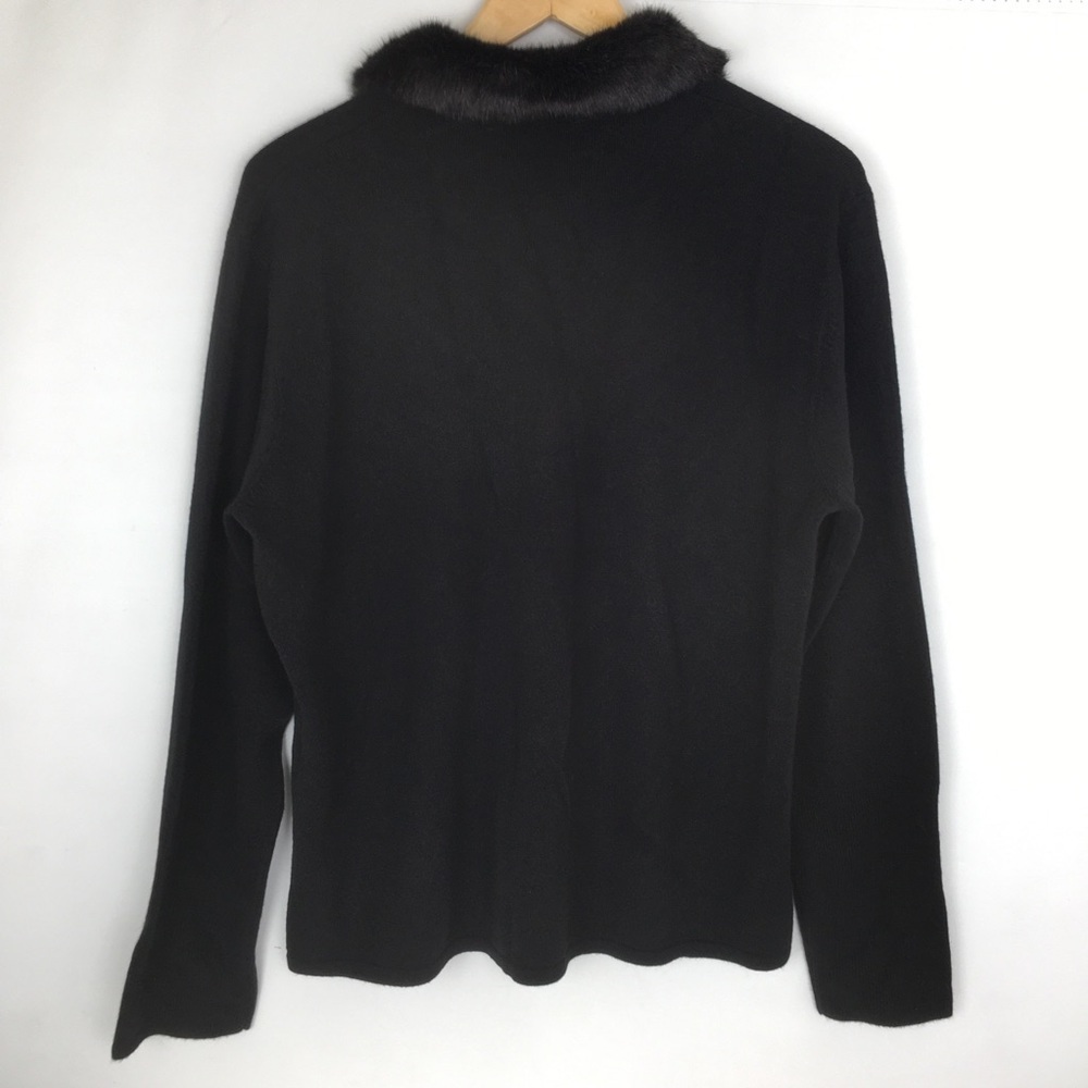 Norton McNaughton Black Sweater Top Faux Fur Collar Women’s Size XL - Picture 9 of 10